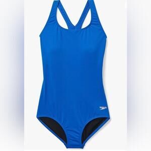Speedo Endurance Moderate Cut Solid Blue One Piece Training Bathing Suit Size 8